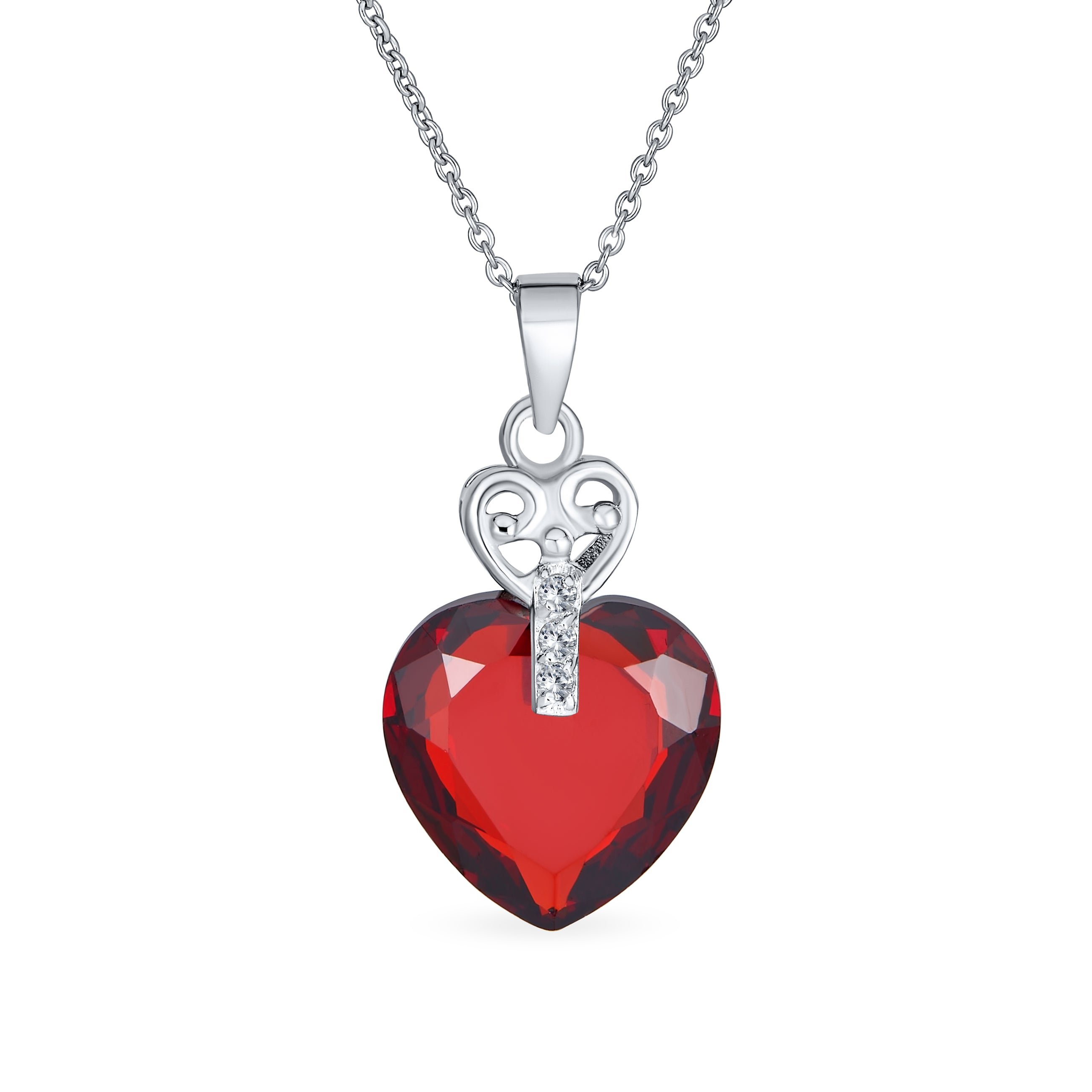 romantic-cz-red-large-heart-pendant-mdr-3109n-014-az_01 Key to Her Heart 10 CTW CZ Red Cubic Zirconia Large Heart Necklace Pendant Sterling Silver - Image 1