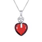 Key to Her Heart 10 CTW CZ Red Cubic Zirconia Large Heart Necklace Pendant Sterling Silver - Image 2