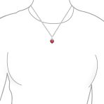 Key to Her Heart 10 CTW CZ Red Cubic Zirconia Large Heart Necklace Pendant Sterling Silver - Image 5