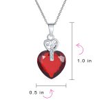 Key to Her Heart 10 CTW CZ Red Cubic Zirconia Large Heart Necklace Pendant Sterling Silver - Image 4