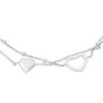 Forever Love Double Strand Two Love Hearts Anklet Ankle Bracelet .925 Sterling Silver Adjustable - Image 3