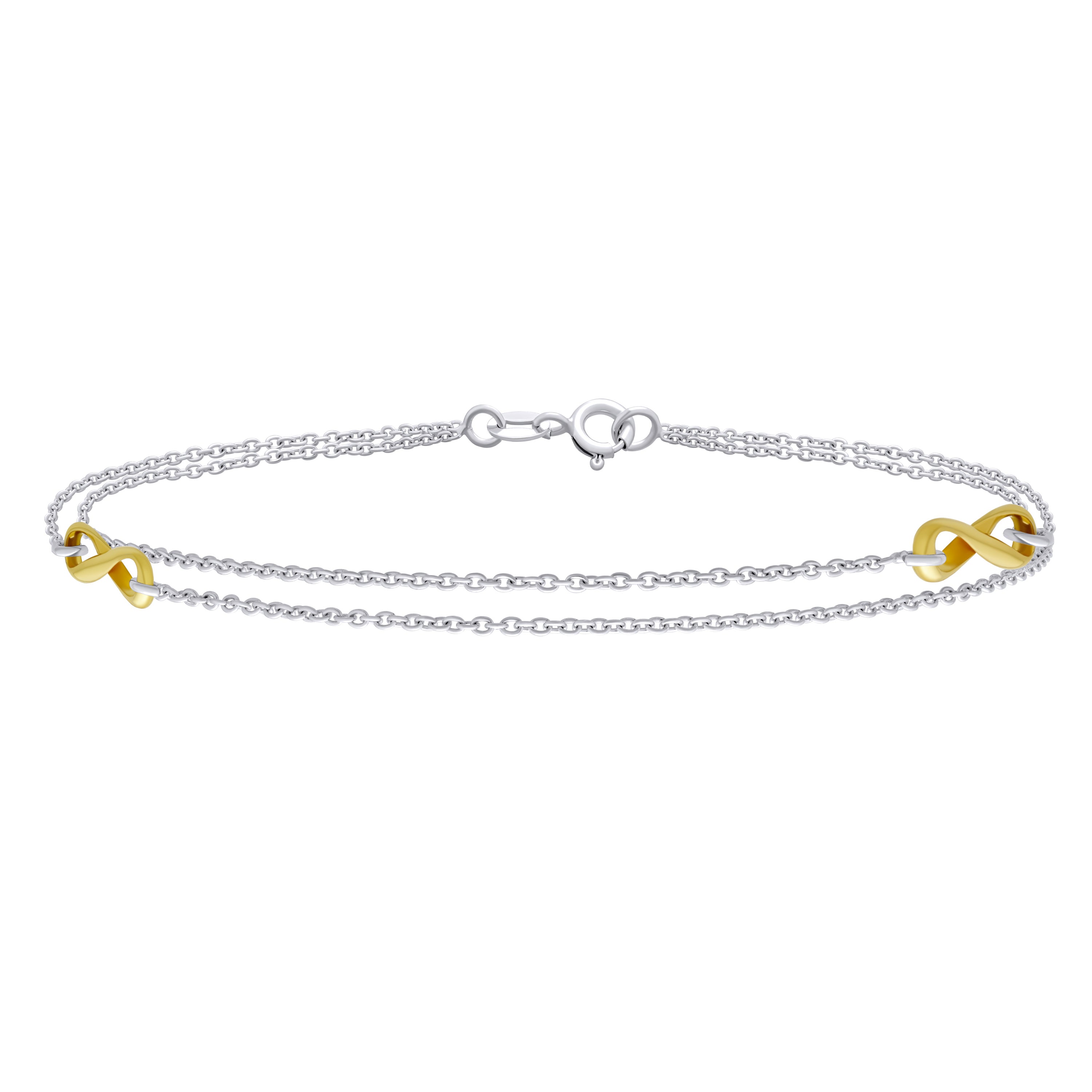 romantic-double-chain-infinity-anklet-srn-s113067a-a_011 Double Chain Infinity Love Knot Anklet Ankle Bracelet Silver - Image 1