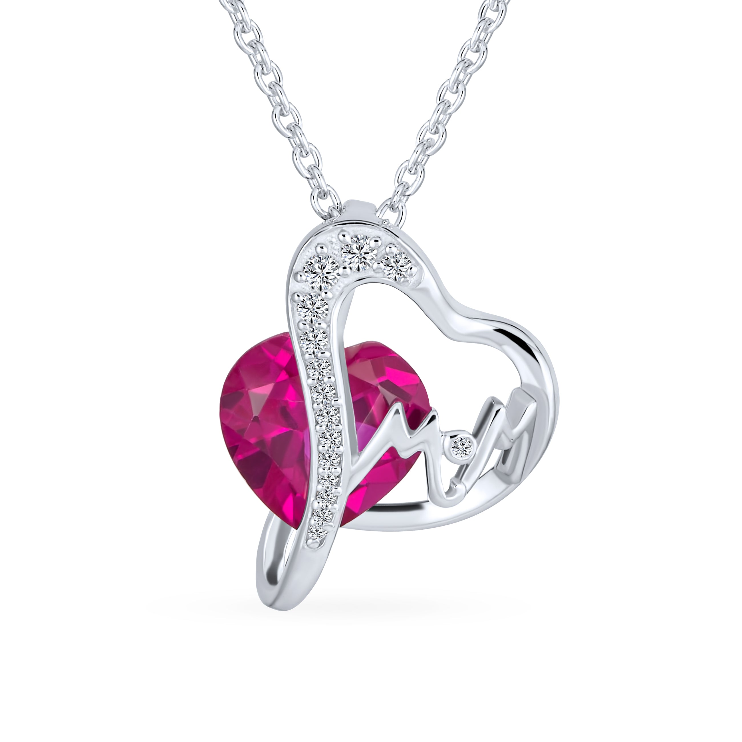 romantic-double-infinity-heart-pendant-srn926027n-az-01 Romantic Double Infinity Heart Pendant Necklace Ruby Red Crystal Sterling Silver - Image 1