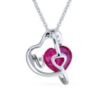 Romantic Double Infinity Heart Pendant Necklace Ruby Red Crystal Sterling Silver - Image 2