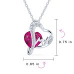 Romantic Double Infinity Heart Pendant Necklace Ruby Red Crystal Sterling Silver - Image 4