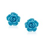 Romantic 3D Carved Flower Pink Peach Rose Stud Earrings Lightweight 10MM - Image 26