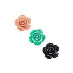 Set of Three Romantic Fashion Statement Floral Blooming 3D Carved Large Rose Flower Brooch Pin - Image 2