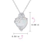 Romantic Opulence Heart Opal CZ Rose Pendant Necklace Sterling Silver 16-18 Inch - Image 4
