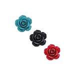 Set of Three Romantic Fashion Statement Floral Blooming 3D Carved Large Rose Flower Brooch Pin