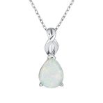 Romantic Opulence Bridal Necklace 3CTW Opal Teardrop Sterling Silver Pendant