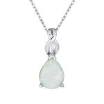 Romantic Opulence Bridal Necklace 3CTW Opal Teardrop Sterling Silver Pendant