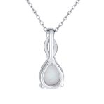 Romantic Opulence Bridal Necklace 3CTW Opal Teardrop Sterling Silver Pendant - Image 2