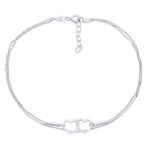 Interlocking Open Hearts Double Strand Chain Anklet Ankle Bracelet Sterling Silver Adjustable 9 To 10 Inch - Image 2