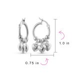 Romantic Love Dangle Earrings with Multi Charms Heart Shaped Huggie Hoops Silver - Image 3