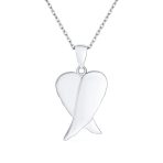 Romantic Love Gemstone White Opal Angel Wings Pendant Necklace Sterling Silver - Image 2