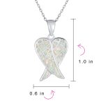 Romantic Love Gemstone White Opal Angel Wings Pendant Necklace Sterling Silver - Image 4