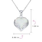 Romantic Love Gemstone White Opal Heart Angel Wing Pendant Necklace Silver - Image 3
