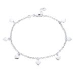 Love 7 Hearts Charms Anklet Ankle Bracelet Sterling Silver