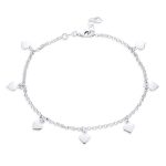 Love 7 Hearts Charms Anklet Ankle Bracelet Sterling Silver