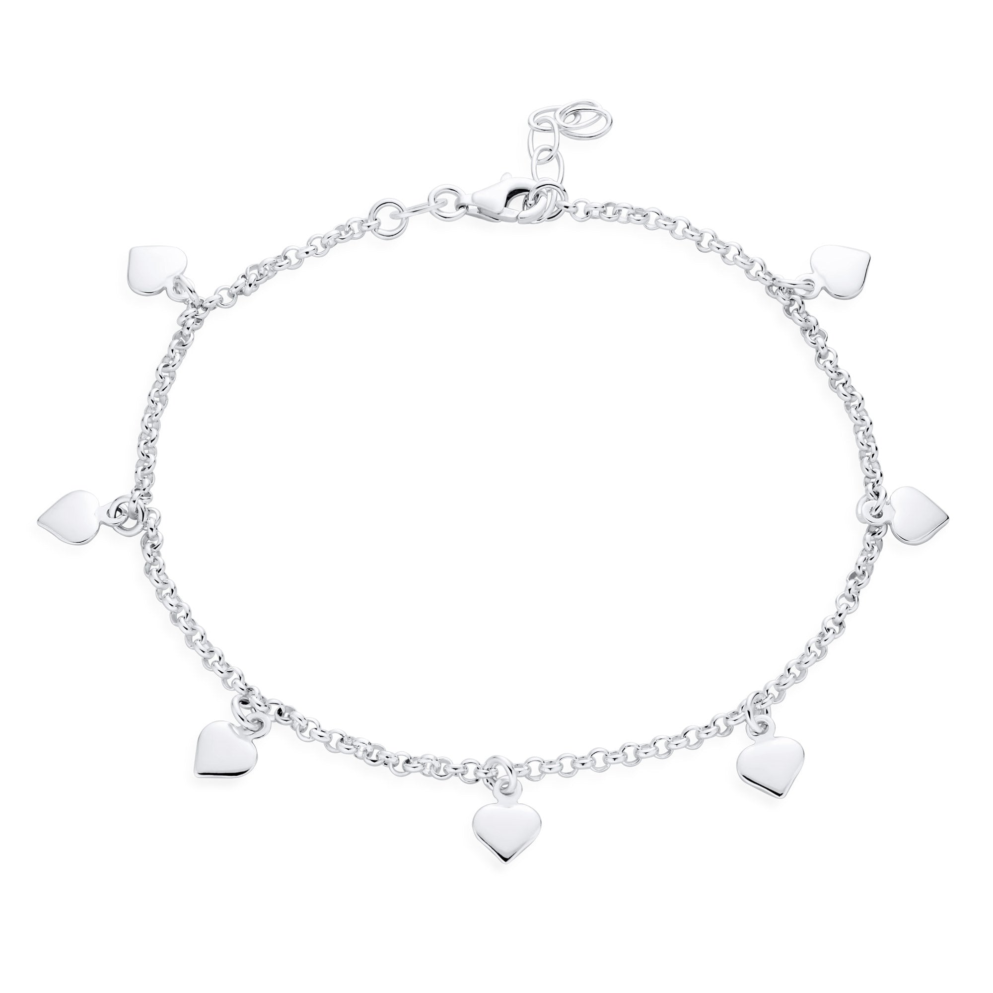 romantic-multi-hearts-charms-anklet-srn-tpsfi909a_01 Love 7 Hearts Charms Anklet Ankle Bracelet Sterling Silver - Image 1