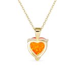 Romantic Necklace Created White Opal Heart Pendant Necklace Rose Gold Plated .925 Sterling Silver - Image 6