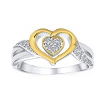 Romantic Two Tone Intertwined Bands CZ Accent Heart Promise Ring Sterling Silver