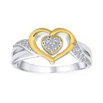 Romantic Two Tone Intertwined Bands CZ Accent Heart Promise Ring Sterling Silver