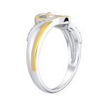 Romantic Two Tone Intertwined Bands CZ Accent Heart Promise Ring Sterling Silver - Image 2