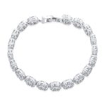 Formal Statement Cubic Zirconia Pave CZ Floral Circlets Rose Flower Motif Tennis Bracelet - Image 2