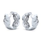 Two Tone Love Knot Symbol Infinity Huggie Mini Hoop Earrings Gold Plated .925 Sterling Silver - Image 3