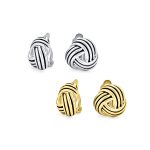 Set of 2 Twist Knot Clip-On Earrings Oxidized Silver Gold