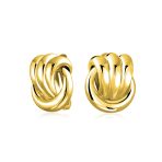 Fashion Rope Love Knot Clip On Earrings Yellow Gold Plated Non-Pierced Ears - Image 2
