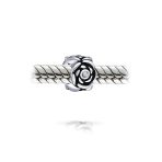 Set of 2 Heart Grandma Dangle & Flower Garden Black Rose Charm Bead Silver - Image 3