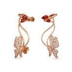 3D Wire Red Pink CZ Butterfly Ear Cuff Cartilage Earrings