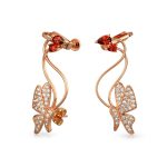 3D Wire Red Pink CZ Butterfly Ear Cuff Cartilage Earrings