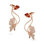 3D Wire Red Pink CZ Butterfly Ear Cuff Cartilage Earrings - Image 2
