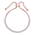 Cubic Zirconia Bolo Style CZ Slide Tennis Bracelet Gold Silver Plated Adjustable - Image 2
