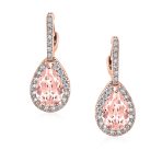 Classic 7CT Aqua Blue Cubic Zirconia CZ Large Teardrop Earrings Hinge Clip Closure - Image 18