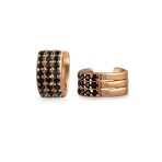 Two Tone Black CZ Triple Band Ear Cuff Cartilage Earrings Rose Gold Silver