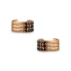 Two Tone Black CZ Triple Band Ear Cuff Cartilage Earrings Rose Gold Silver - Image 2