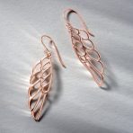 Rose Gold Plated Angel Wing Feather Dangle Earrings in  Sterling Silver - Image 11