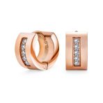 Channel Set CZ Huggies Mini Hoop Earrings Row Gold or Black Stainless Steel - Image 3
