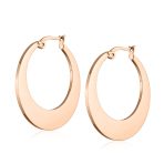 Set of 2 Flat Oval Hoop Huggies Earrings Black Rose Gold Plated Steel 1.25 Inch - Image 2