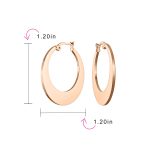 Set of 2 Flat Oval Hoop Huggies Earrings Black Rose Gold Plated Steel 1.25 Inch - Image 4