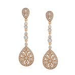 Art Deco Style Filigree Teardrop Cubic Zirconia Chandelier Clip On Earrings - Image 4