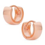 Simple Basic Wide Huggie Hoop Earrings Rose Gold Plated Sterling Silver - Image 5