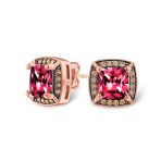 Fashion Statement Square Cushion Cut CZ Stud Earrings Rose Gold Plated - Image 2