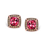 Fashion Statement Square Cushion Cut CZ Stud Earrings Rose Gold Plated - Image 4