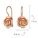 Rose Flower Drop Earrings French Wire Black Oxidized Sterling Silver - Image 8
