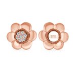 Tri-Tone CZ Infinity Bangle Bracelet & Rose Stud Earrings Set Rose Gold Plated - Image 6